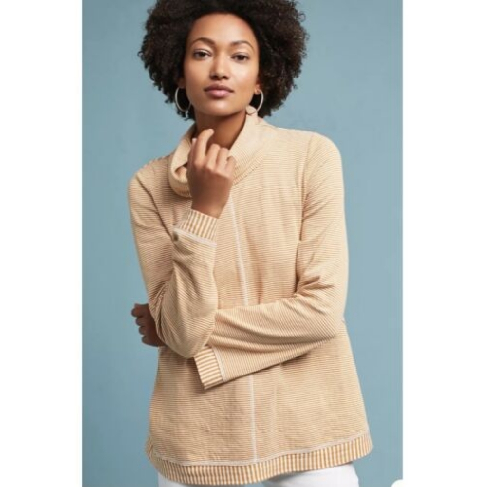 Maeve Anthropologie Tai cowl neck striped top SMALL